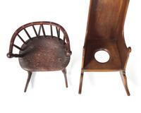 A Child’s Windsor Rocking Chair and a Child's Rocking Walnut Commode Chair