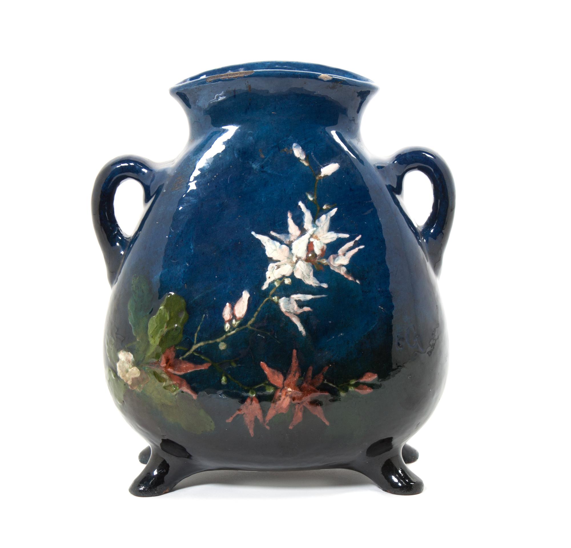 A Hand Painted Haviland Terra Cotta Vase Height 9 1/2 inches. — LATE 19TH CENTURY