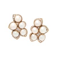 CULTURED PEARL AND DIAMOND EARCLIPS