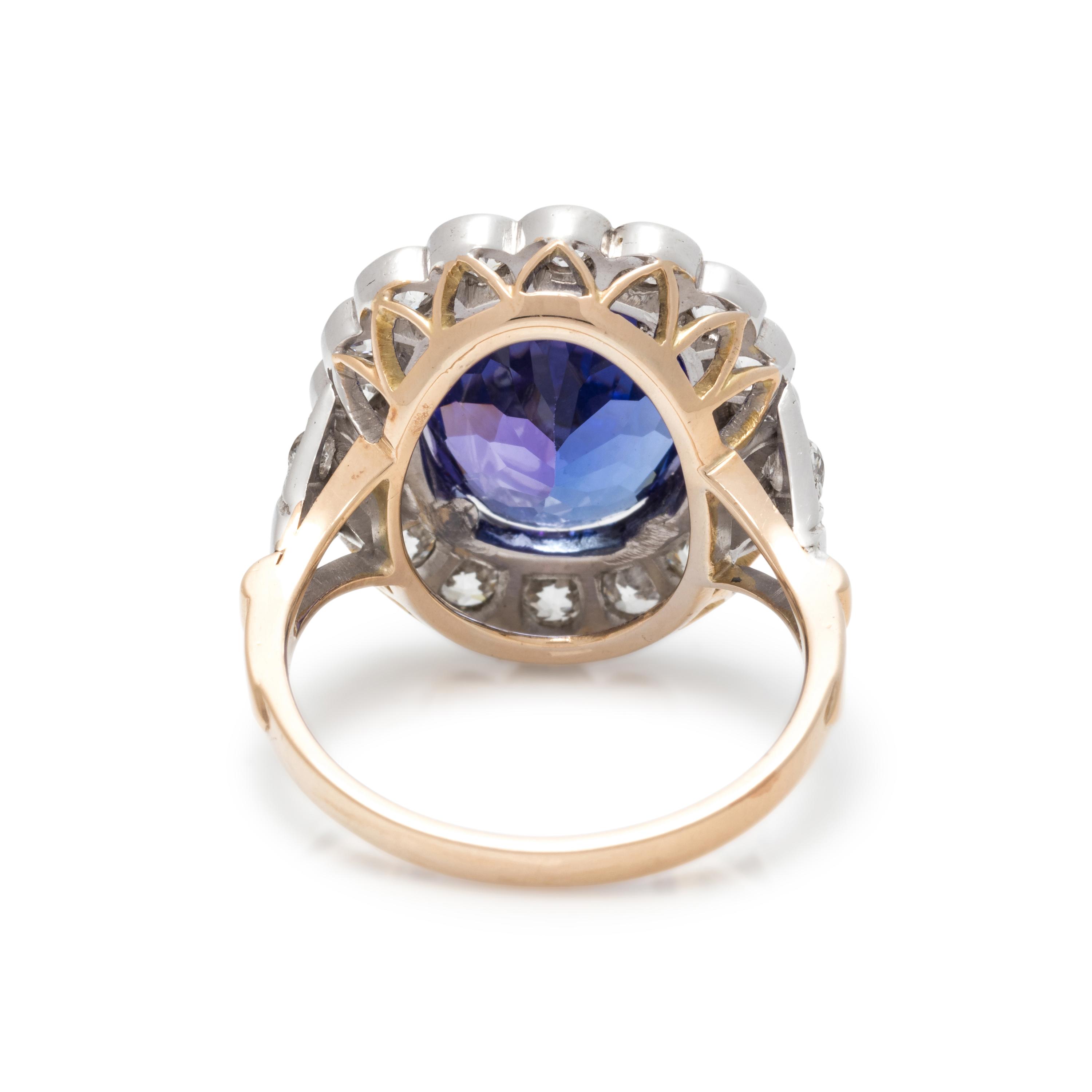 TANZANITE AND DIAMOND RING