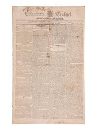 [JEFFERSON, Thomas (1743-1826)]. Columbian Centinel and Massachusetts Federalist . Vol. XXXIV, No. 52. Boston: Benjamin Russell, 28 February 1801.