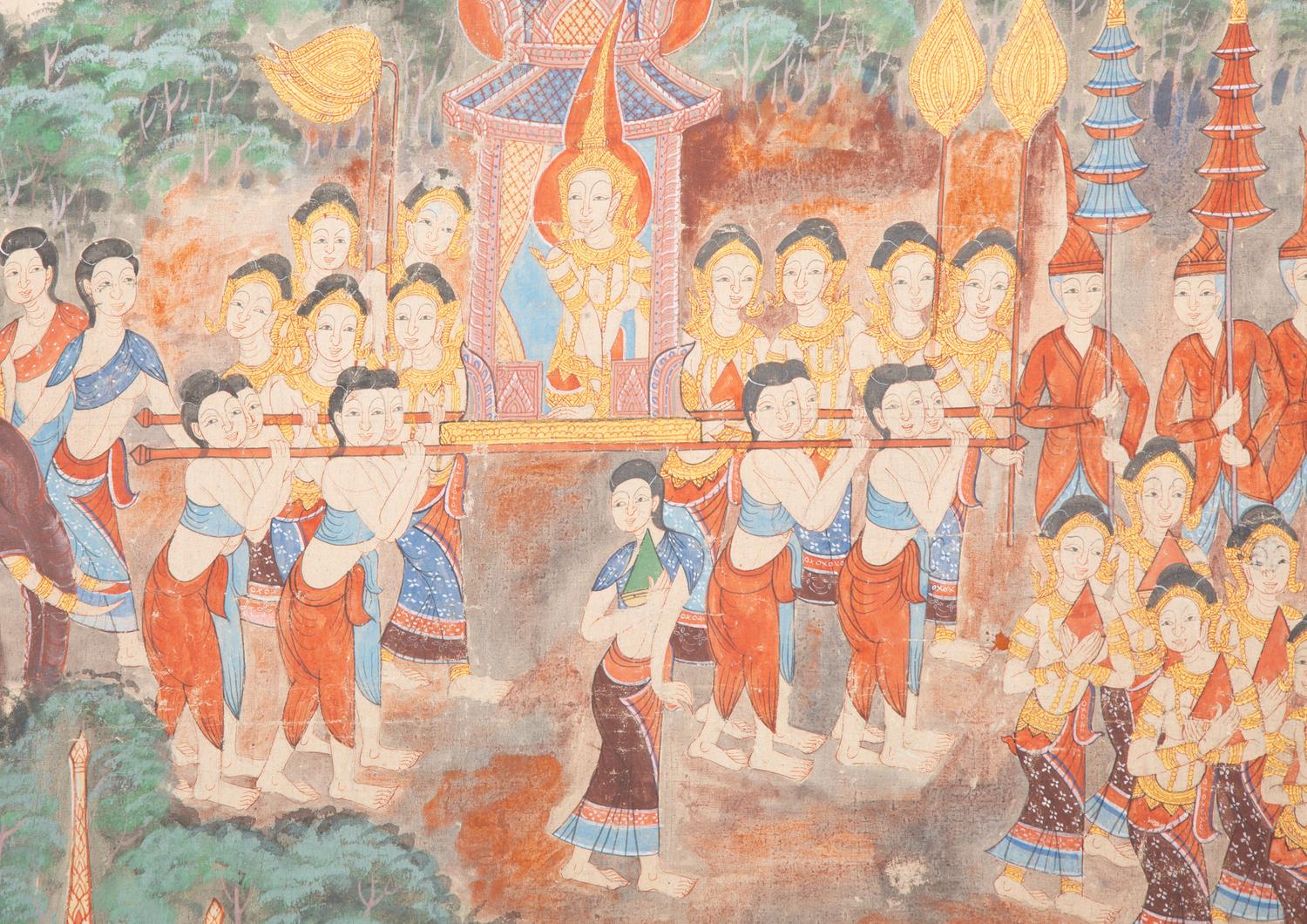 A Thai Buddhist Painting on Linen — 20TH CENTURY