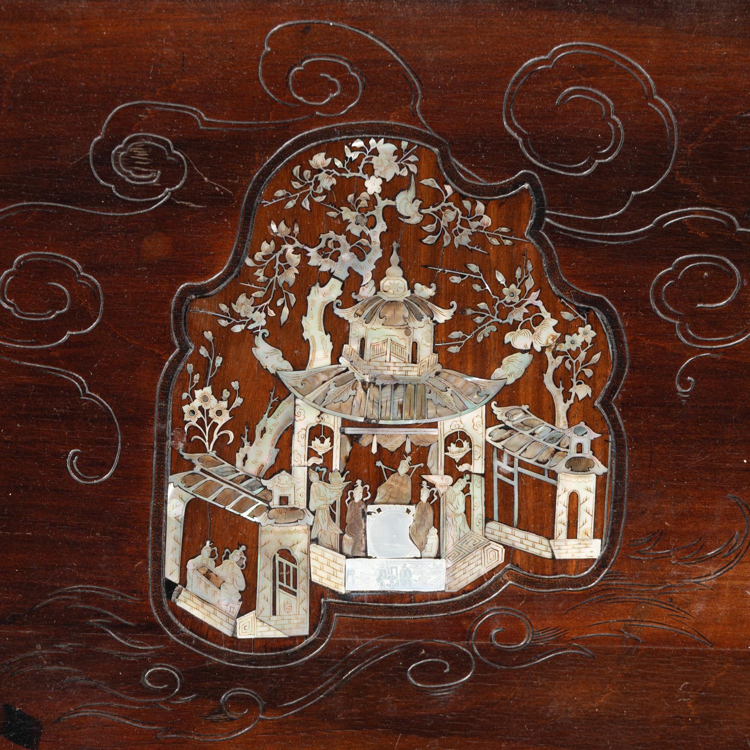 A French Chinoiserie Decorated Mother-of-Pearl Inlaid Writing Desk