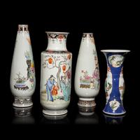 Four Chinese Famille Rose Porcelain 'Figural' Vases, 20th Century — 近代 粉彩人物圖瓶四隻