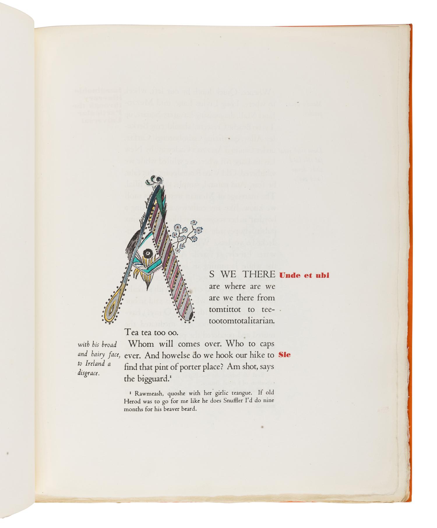 JOYCE, James (1882-1941). Storiella As She is Syung. A Section of "Work in Progress" . [London]: [Oxford University Press for] The Corvinus Press, 1937.