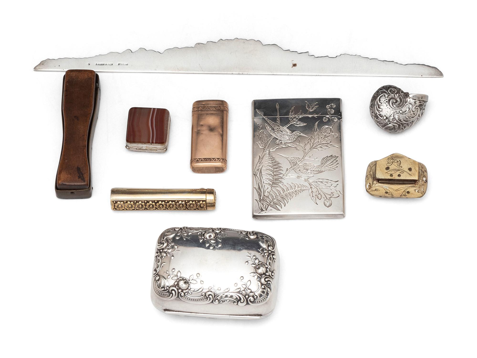 A Collection of Silver, Metal and Carved Decorative Articles