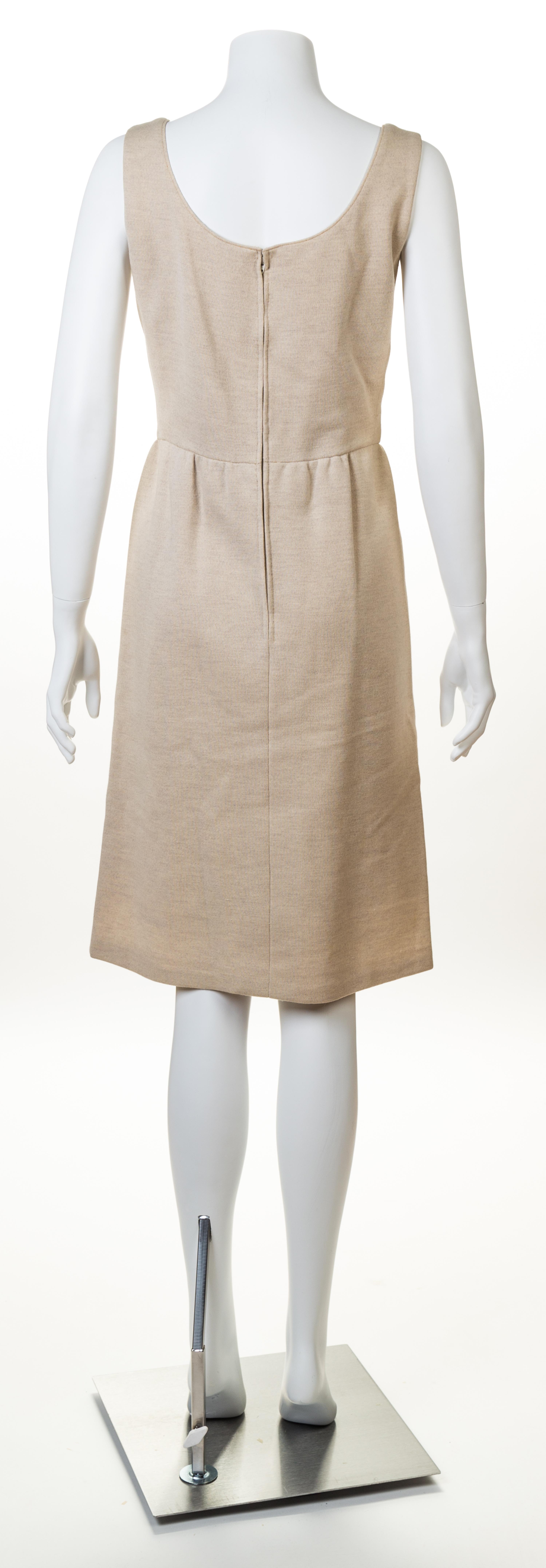 A Norman Norell Oatmeal Wool Sleeveless Dress, No size.