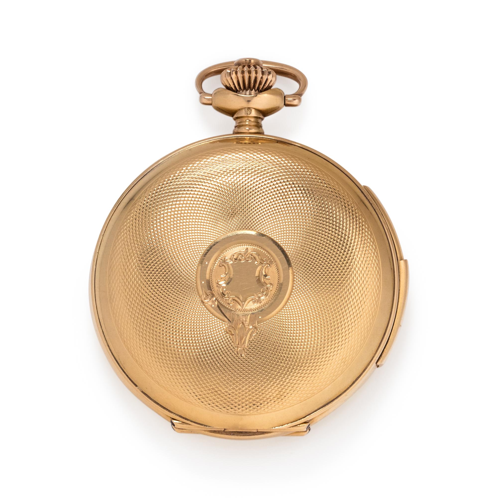 18K YELLOW GOLD MINUTE REPEATER HUNTER CASE POCKET WATCH