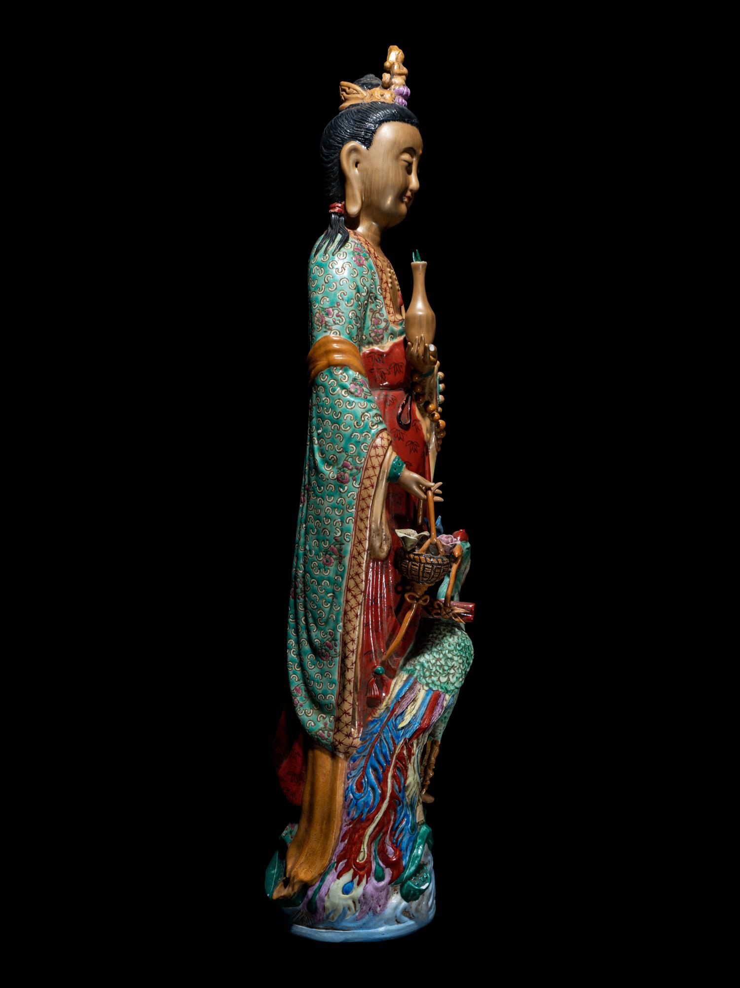 A Chinese Famille Rose Porcelain Figure of Guanyin