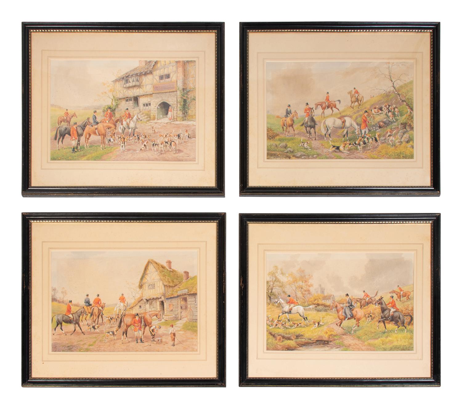 Henry Murray (British, 19th Century) Hunting Scenes watercolor on paper