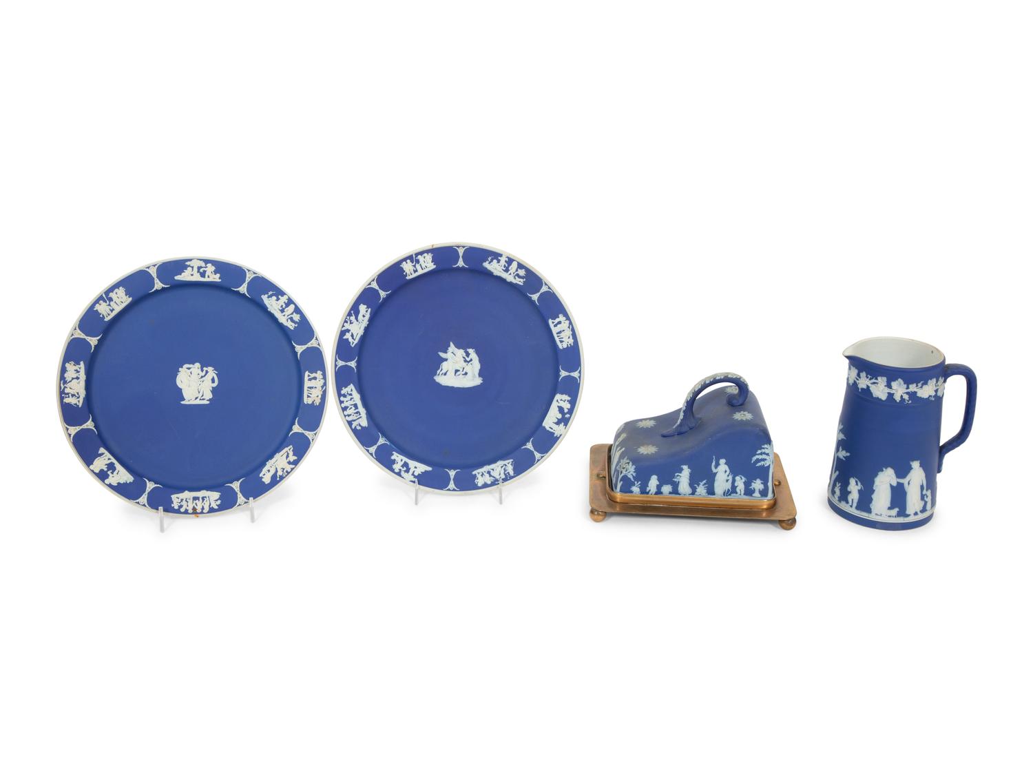 An Assemblage of Four Wedgwood Royal Blue Jasperware Wares