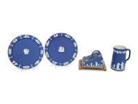 An Assemblage of Four Wedgwood Royal Blue Jasperware Wares