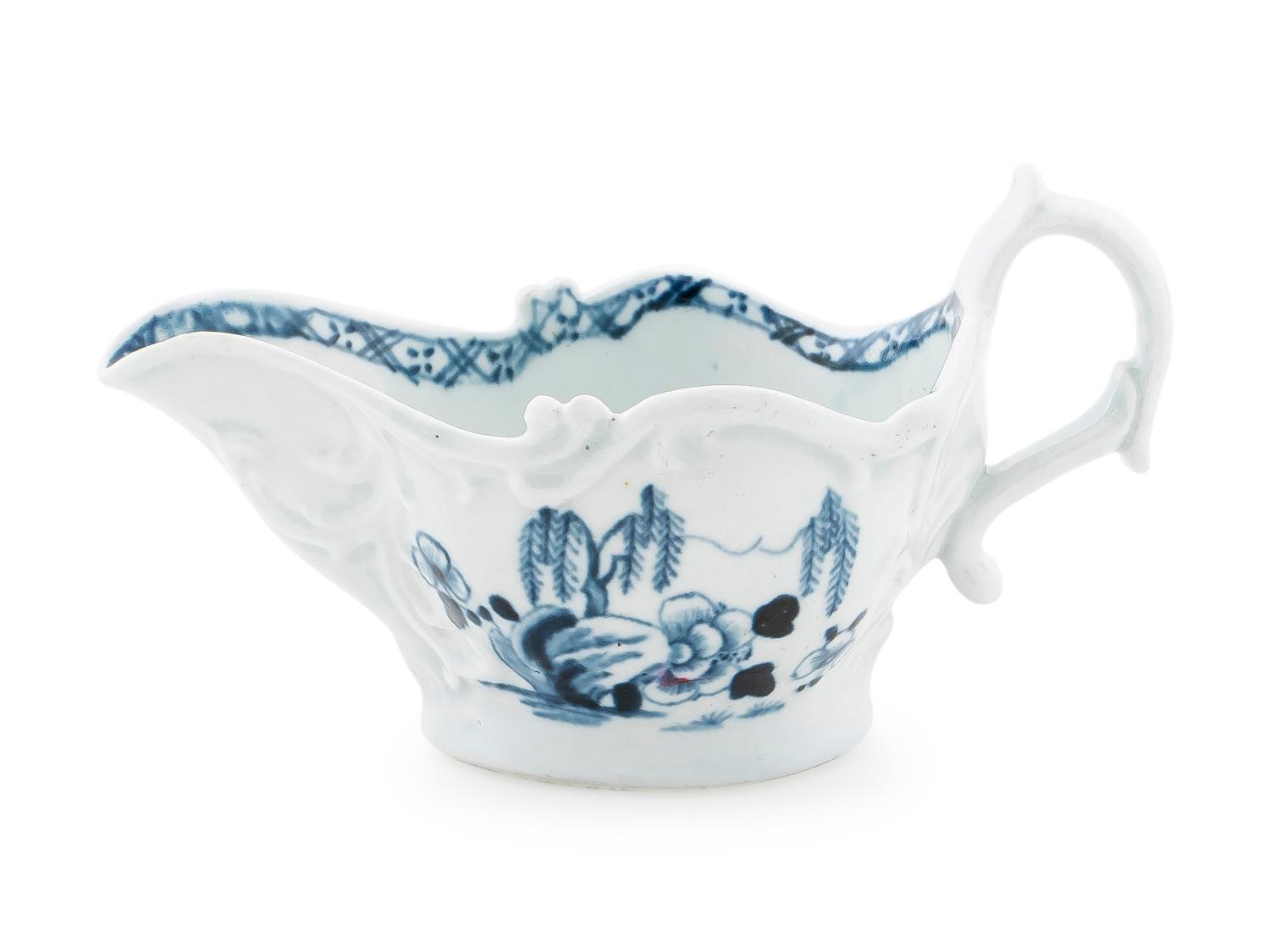 An English Blue and White Porcelain Sauce Boat — C. 1780