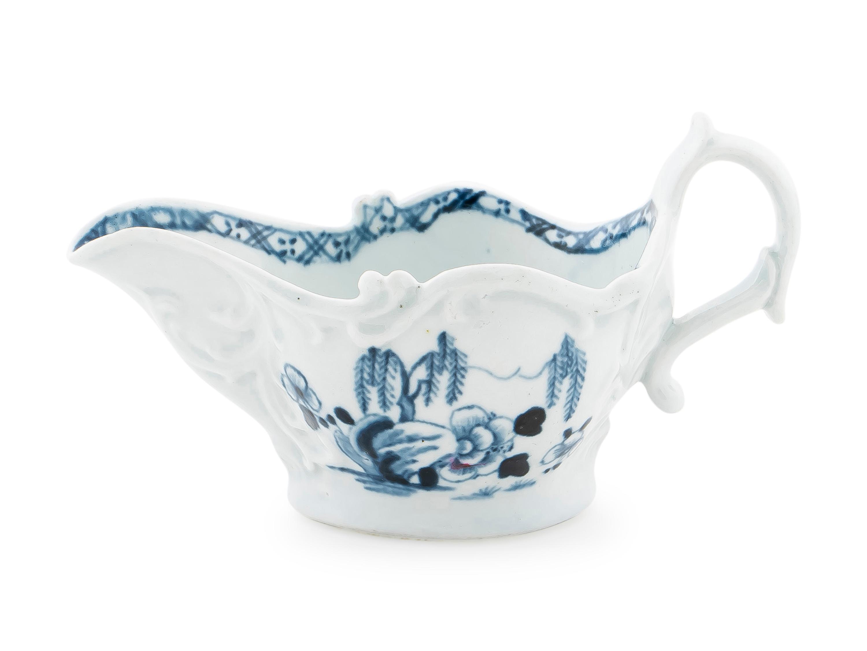 An English Blue and White Porcelain Sauce Boat — C. 1780