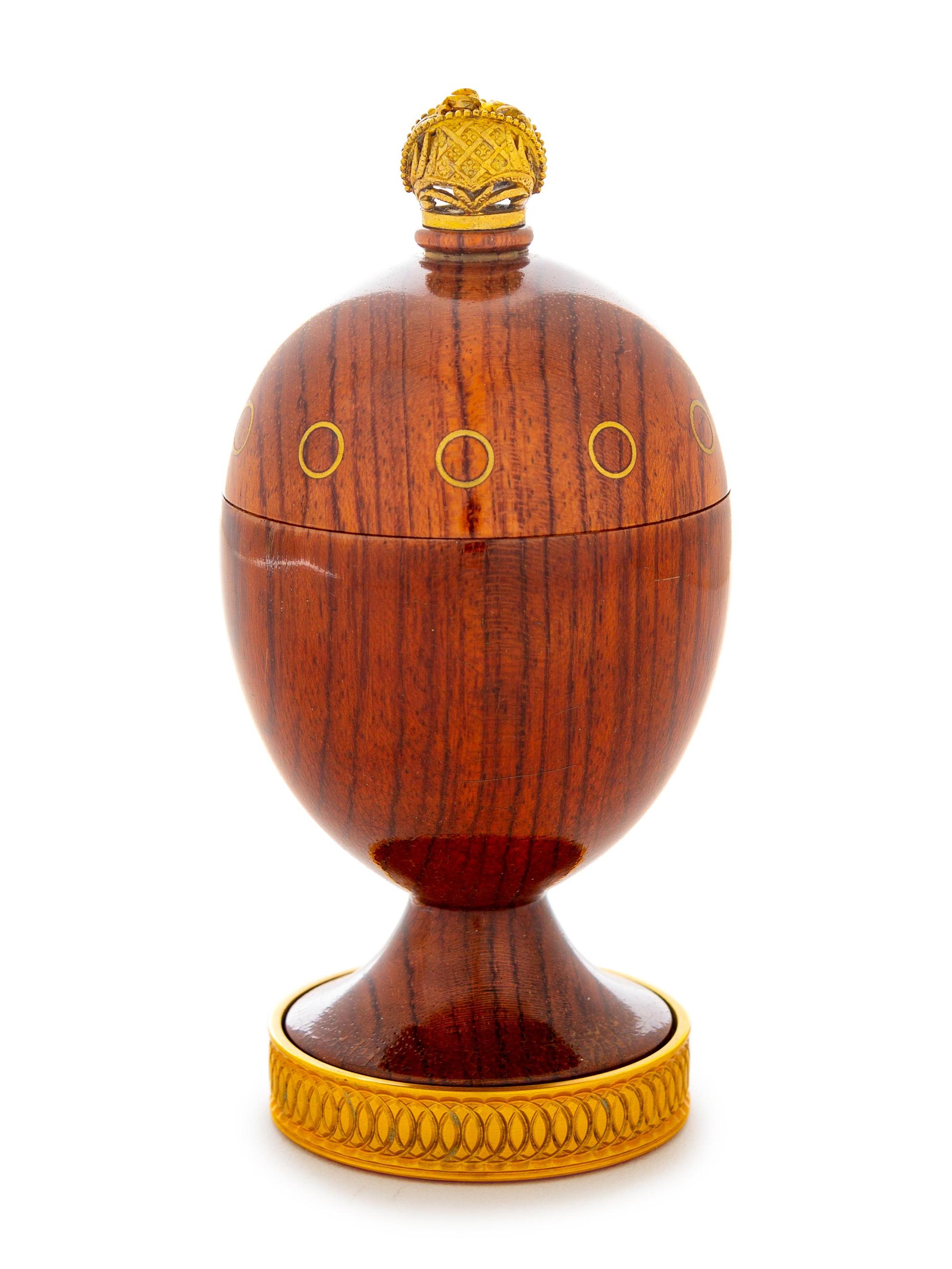 A Theo Faberge Gilt Metal Mounted Egg-Form Ring Stand — 20th Century