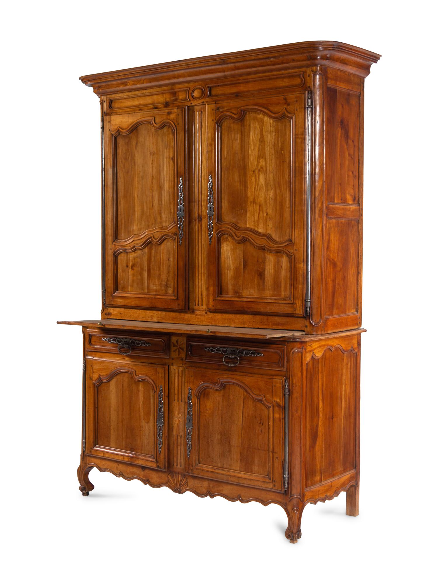 A Louis XV Provincial Fruitwood Buffet à Deux Corps