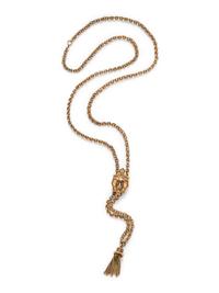 Victorian, Seed Pearl and Enamel Longchain and Slide Necklace