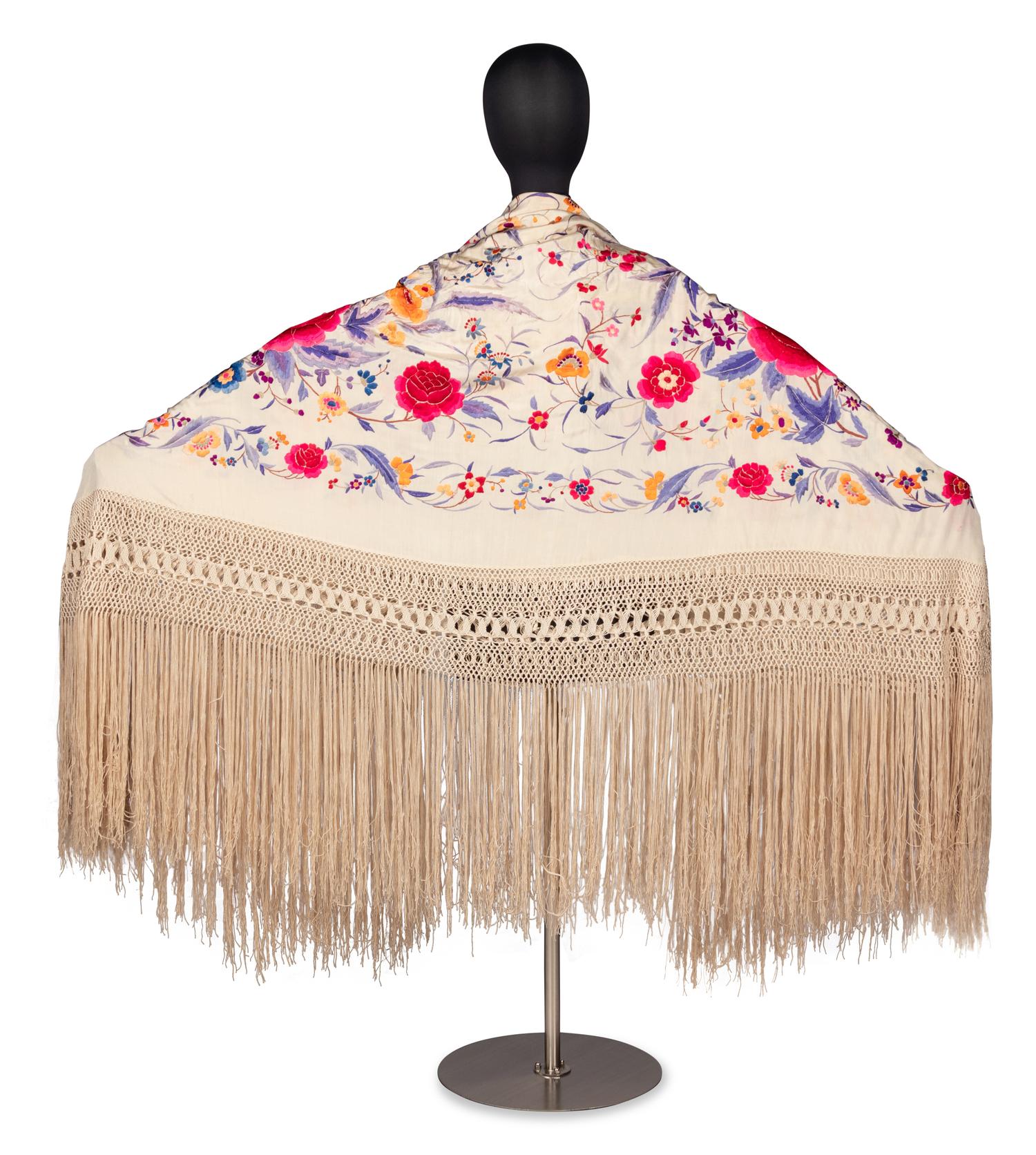 Embroidered Floral Piano Shawl, 1930s