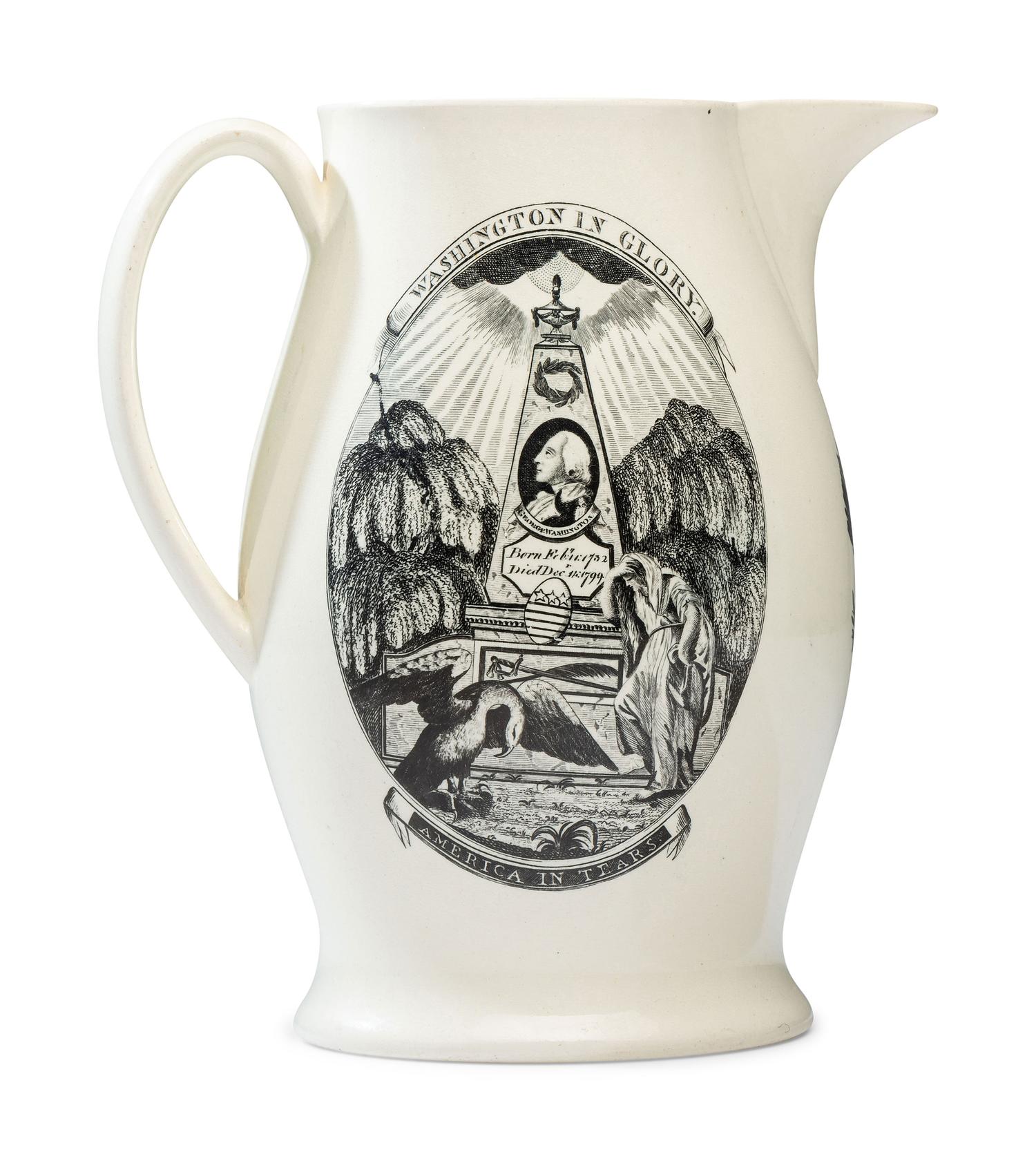 A Liverpool Creamware 'Washington in Glory, America in Tears' Pitcher