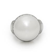 Cultured Pearl, Mother-of-Pearl, Diamond, and White Gold Ring