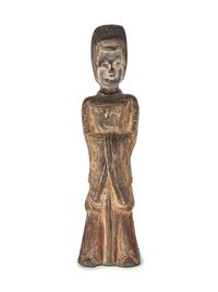 A Chinese Painted Grey Pottery Figure