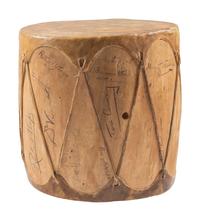 REAGAN, Ronald (1911-2004). Prop drum likely from the feature film The Bad Man , signed by the cast and crew, including Ronald Reagan.