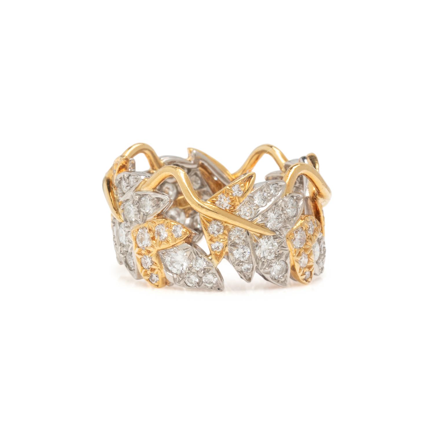 TIFFANY & CO., SCHLUMBERGER, YELLOW GOLD, PLATINUM, AND DIAMOND 'FOUR LEAVES' RING