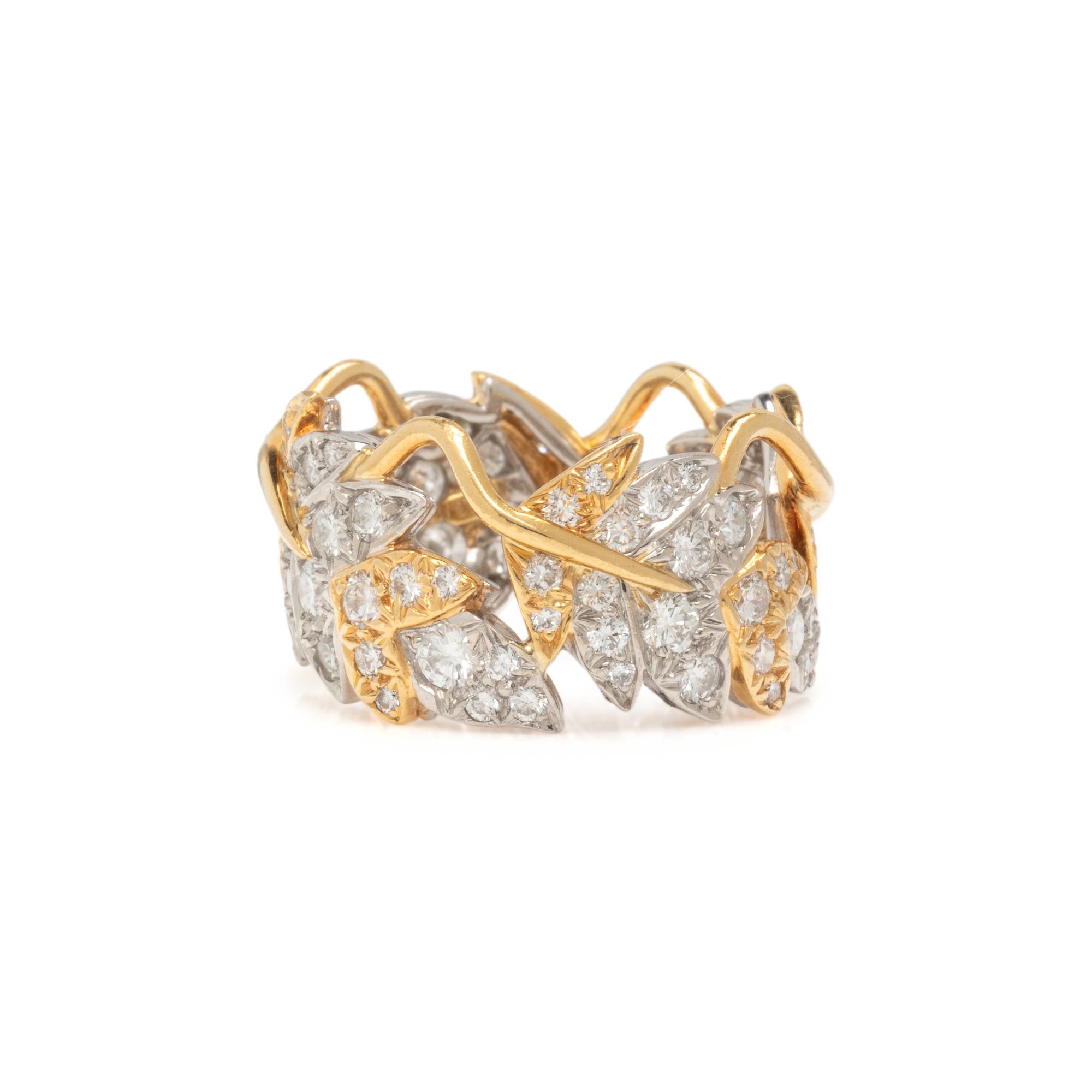 TIFFANY & CO., SCHLUMBERGER, YELLOW GOLD, PLATINUM, AND DIAMOND 'FOUR LEAVES' RING