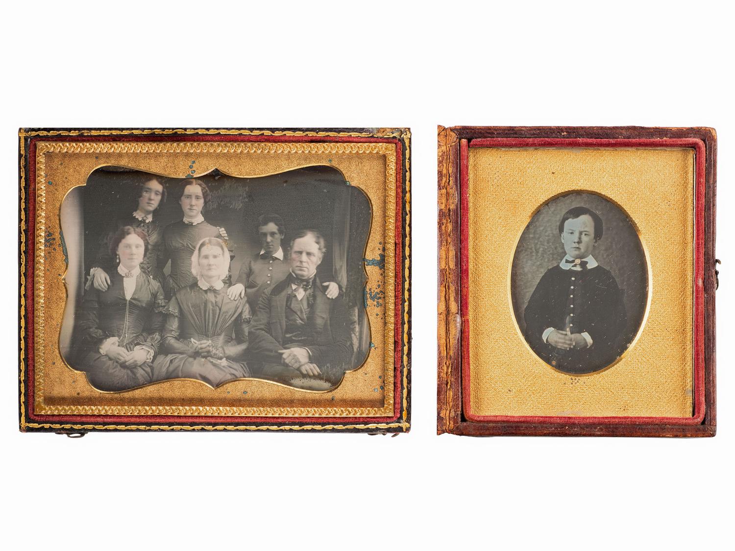 [EARLY PHOTOGRAPHY]. Sixth plate and quarter plate daguerreotypes of the Gould family, including: