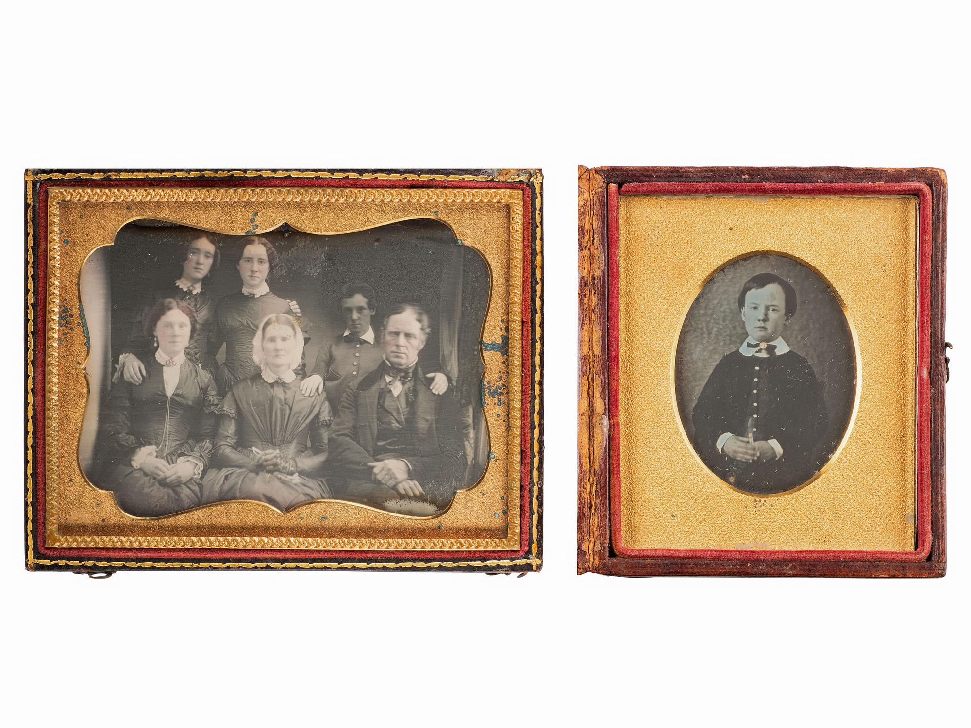 [EARLY PHOTOGRAPHY]. Sixth plate and quarter plate daguerreotypes of the Gould family, including: