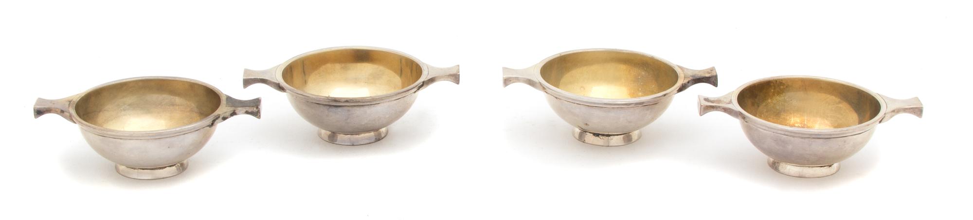 Four Scottish Silver Open Salts, Possibly Hamilton and Inches, Edinburgh, 1924, having gilt wash bowl interior