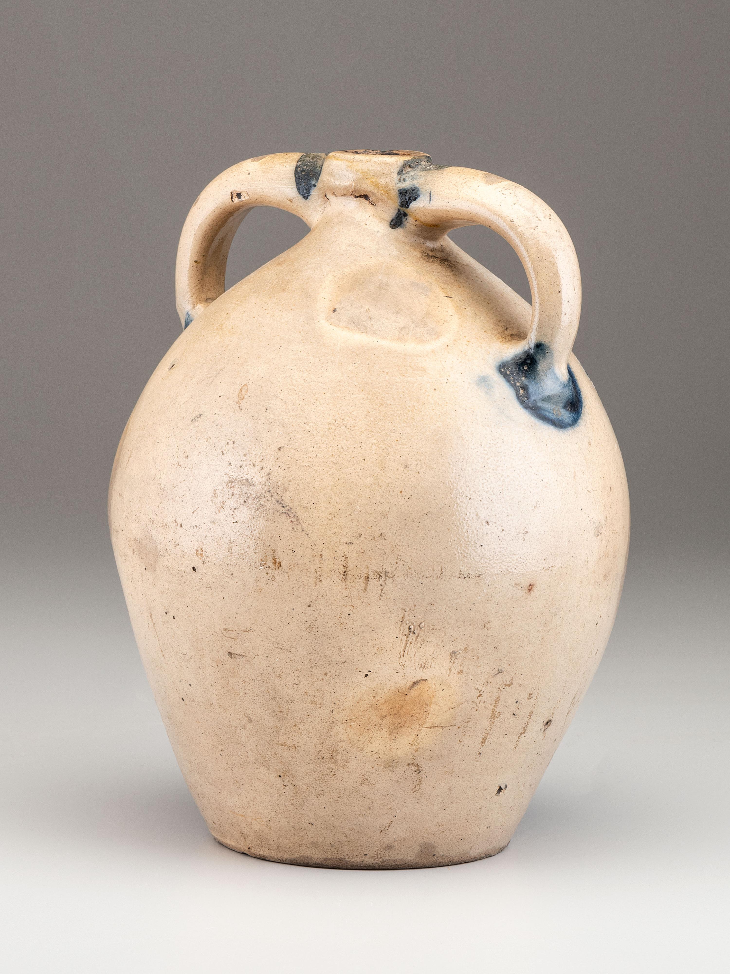 A Rare Freehand Cobalt Decorated and Incised Stoneware Cooler