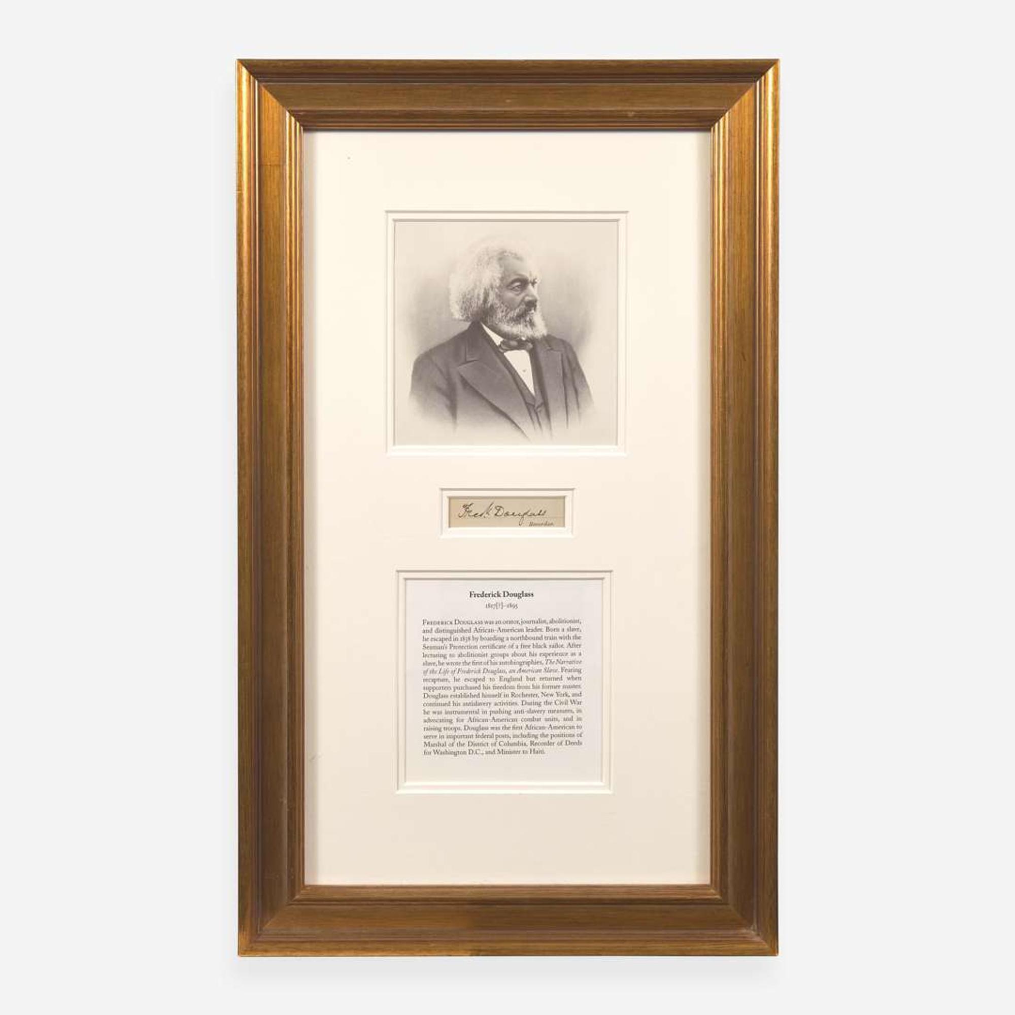 [African Americana] Douglass, Frederick Partially-Printed Document, signed