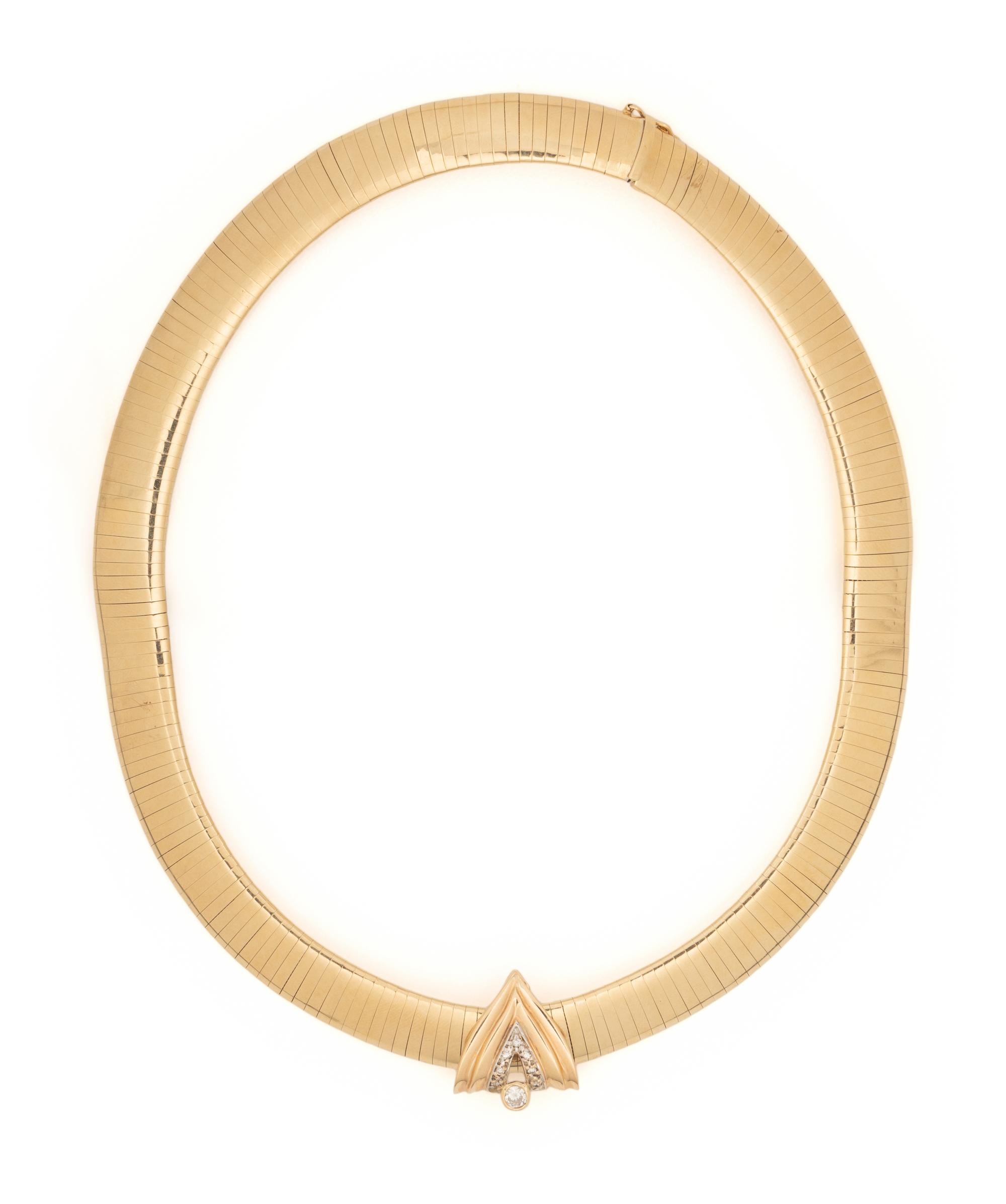 YELLOW GOLD AND DIAMOND OMEGA SLIDE NECKLACE