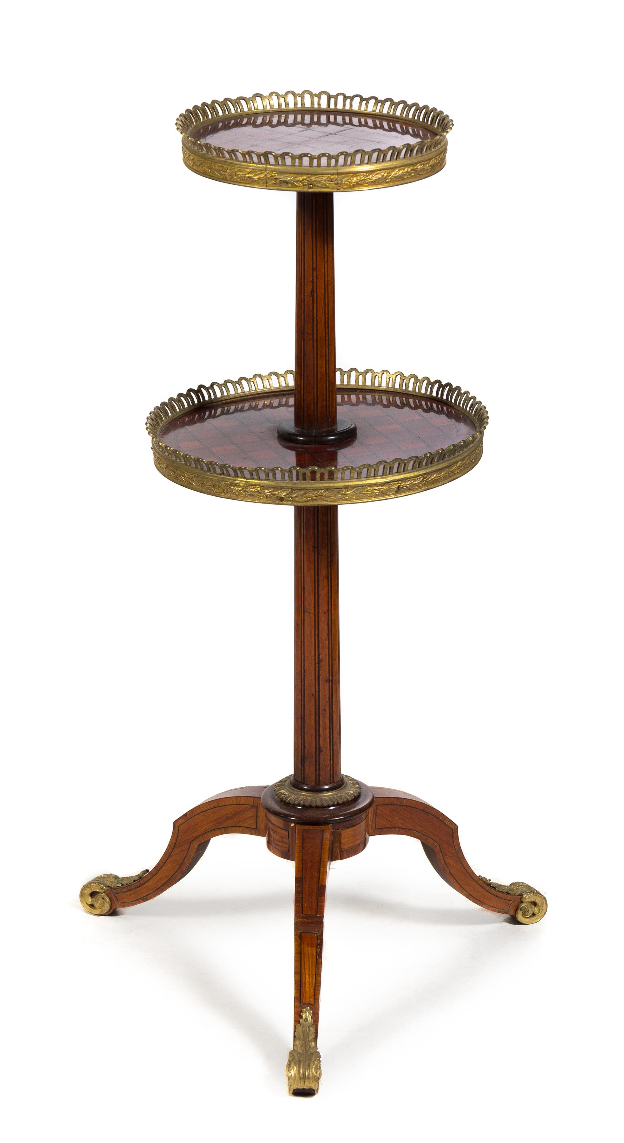 A Louis XVI Style Gilt Bronze Mounted Two-Tier Table Height 32 1/2 inches. — EARLY 20TH CENTURY