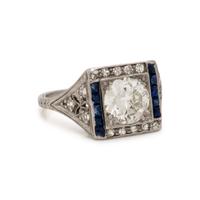 Diamond and Synthetic Sapphire Ring