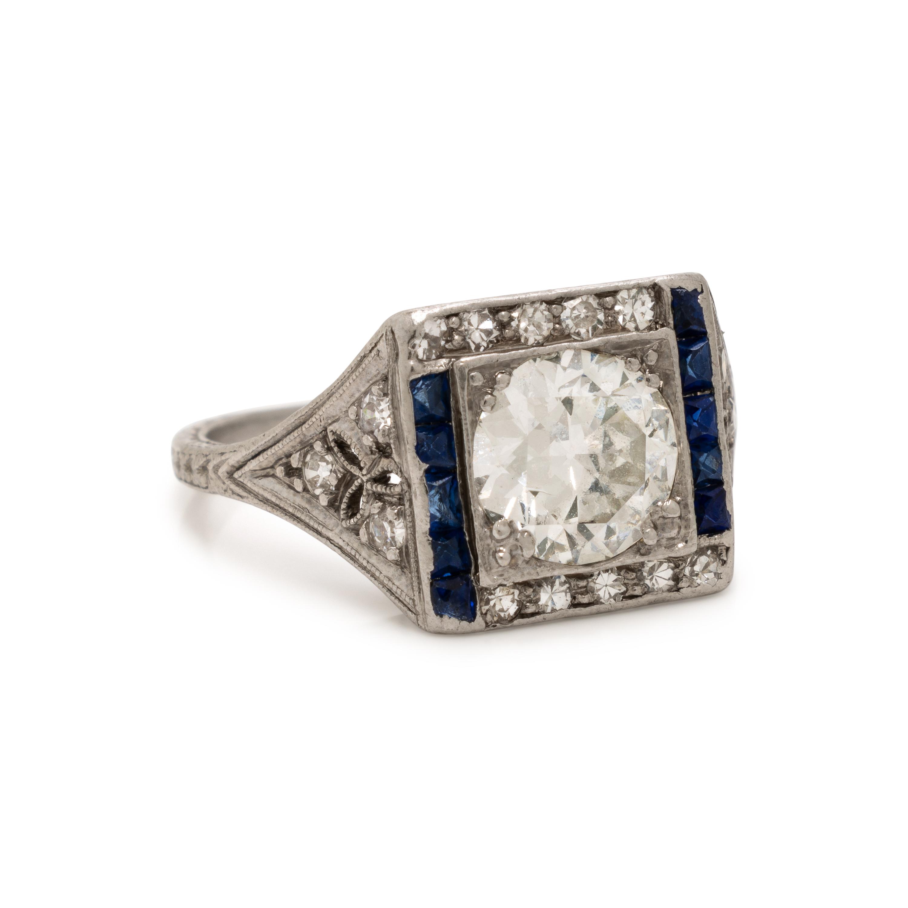 Diamond and Synthetic Sapphire Ring