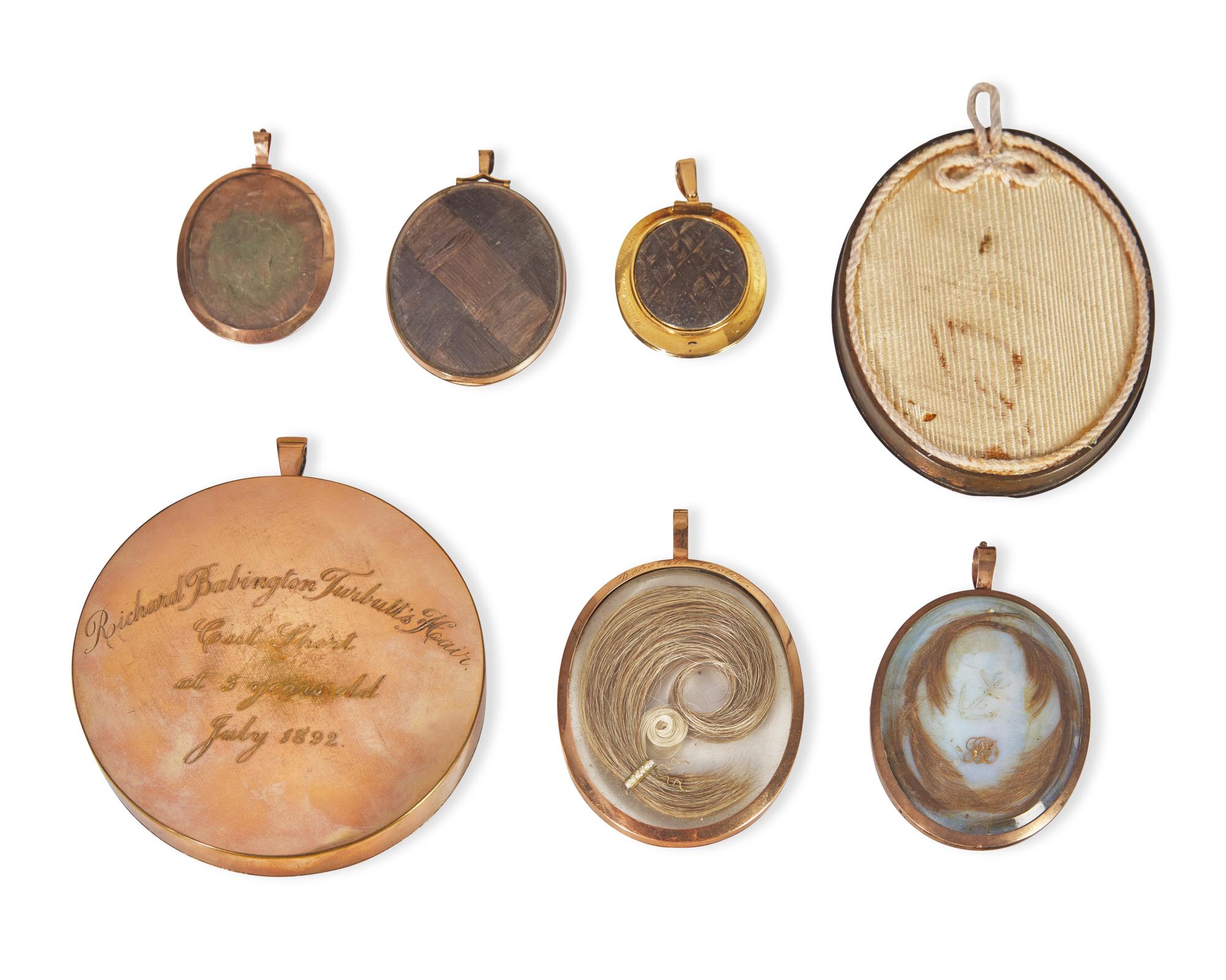 A collection of seven English and European mourning pendants, 18th / 19th century