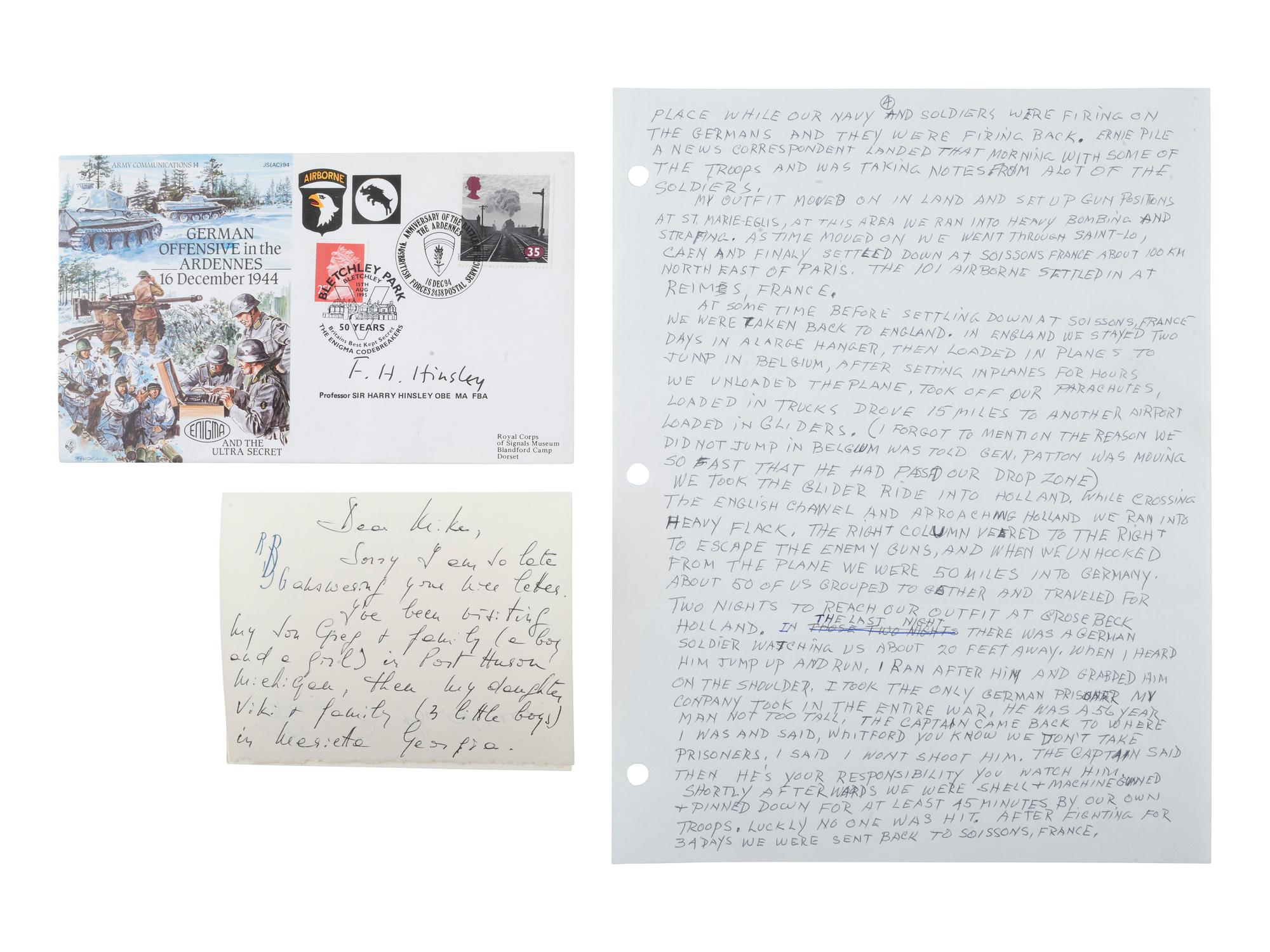 [WWII]. Signatures from veterans of the Battle of the Bulge and Battle of Remagen Bridge.