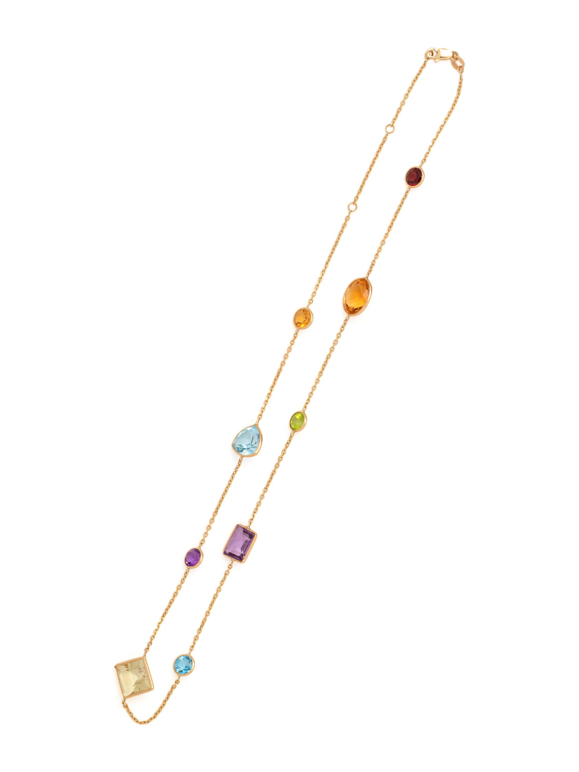 YELLOW GOLD AND MULTIGEM NECKLACE