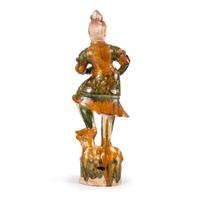 A Monumental Chinese Sancai Warrior Figure