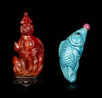 Two Chinese Fish-Form Snuff Bottles