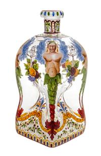 A J.&L. Lobmeyr Enameled Glass Decanter Height 8 1/4 inches. — 19TH CENTURY