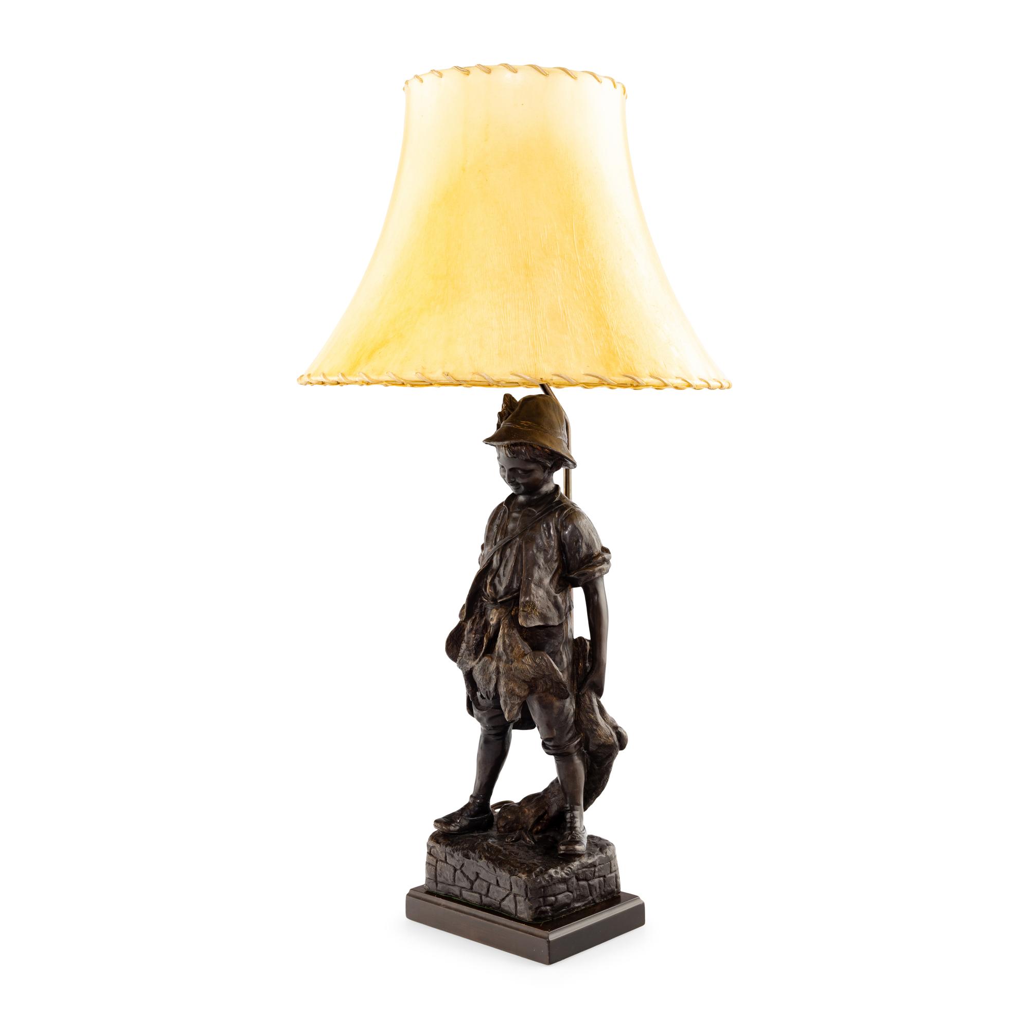 A Continental Bronze Figure Mounted as a Lamp