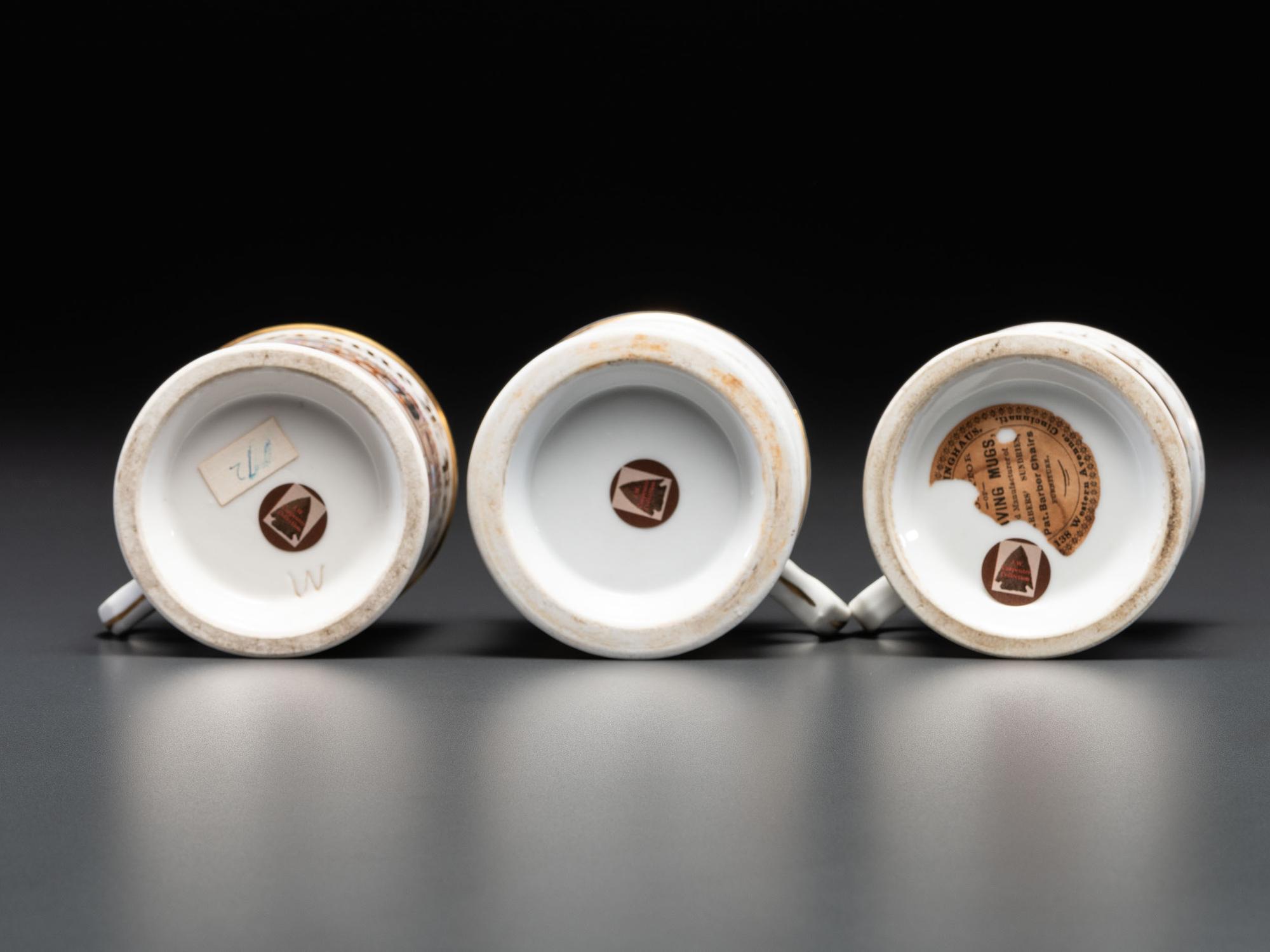 Three Porcelain Occupational Shaving Mugs