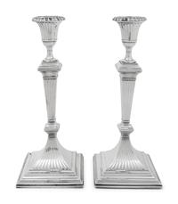 A Pair of English Silver Candlesticks