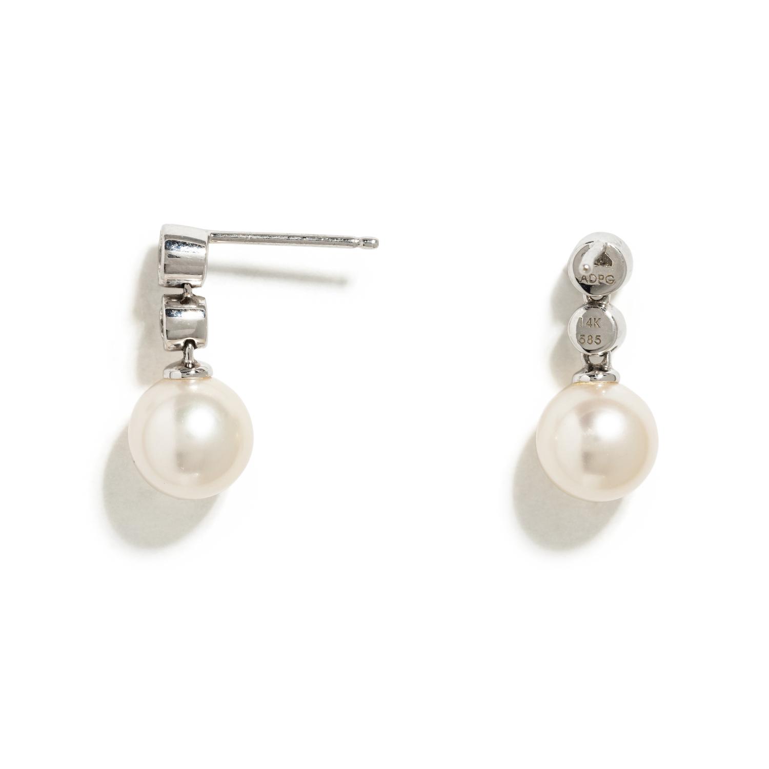 DIAMOND AND CULTURED PEARL EARRINGS