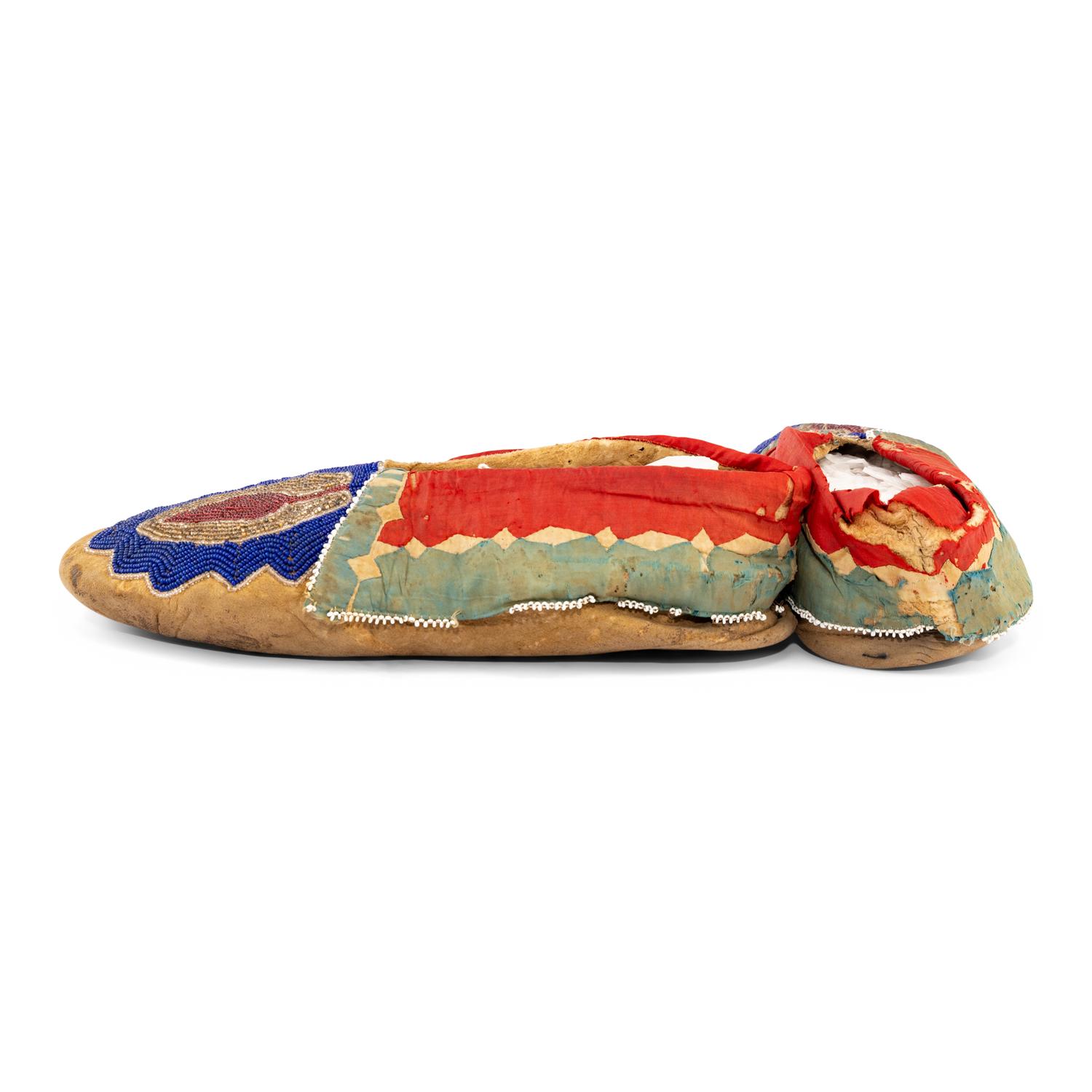 Delaware Beaded Hide Moccasins, with Ribbonwork