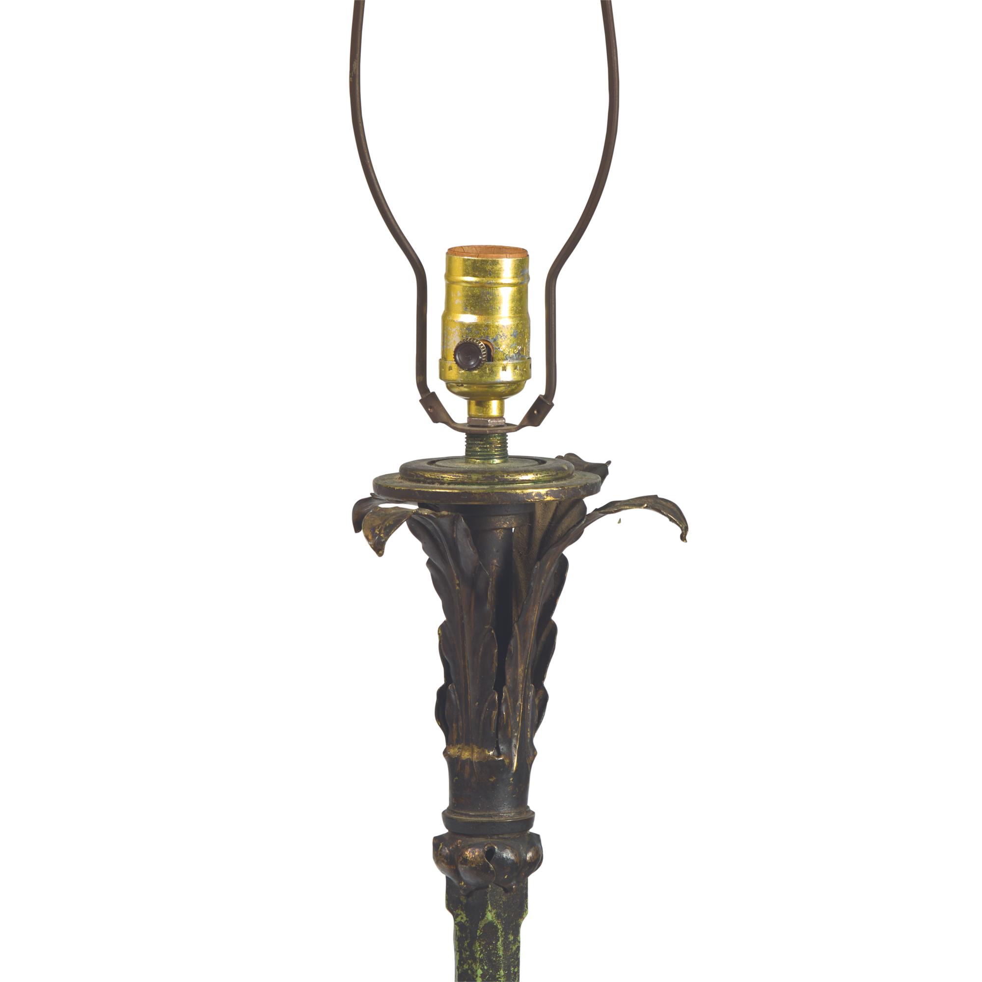 A Pair of Gothic Revival Wrought and Cast Iron Floor Lamps