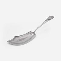 A silver fish slice / knife Likely French Colonial or Canadian, possibly Ignace François Ranvoyzé (1739-1819), early 19th century